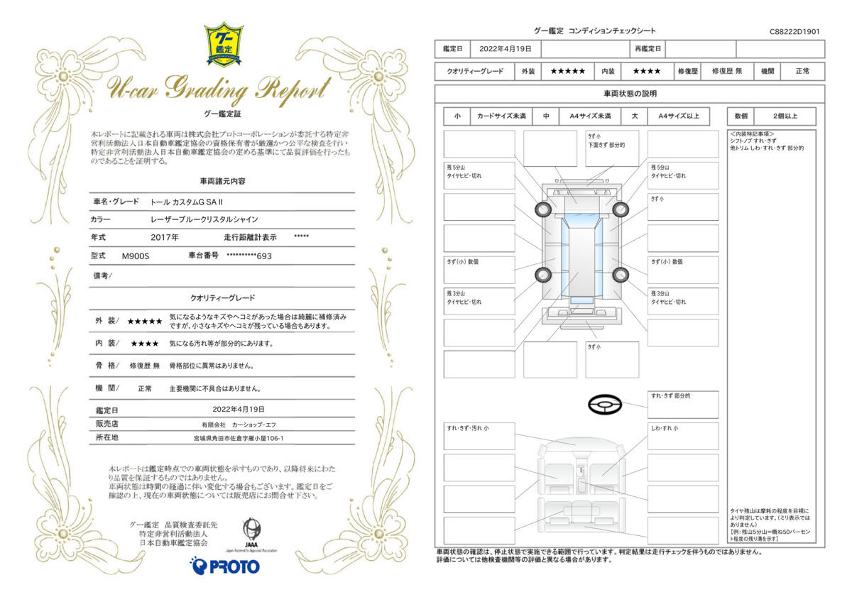 車両状態評価書