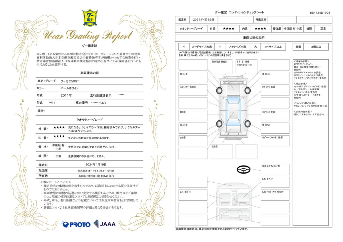 車両状態評価書