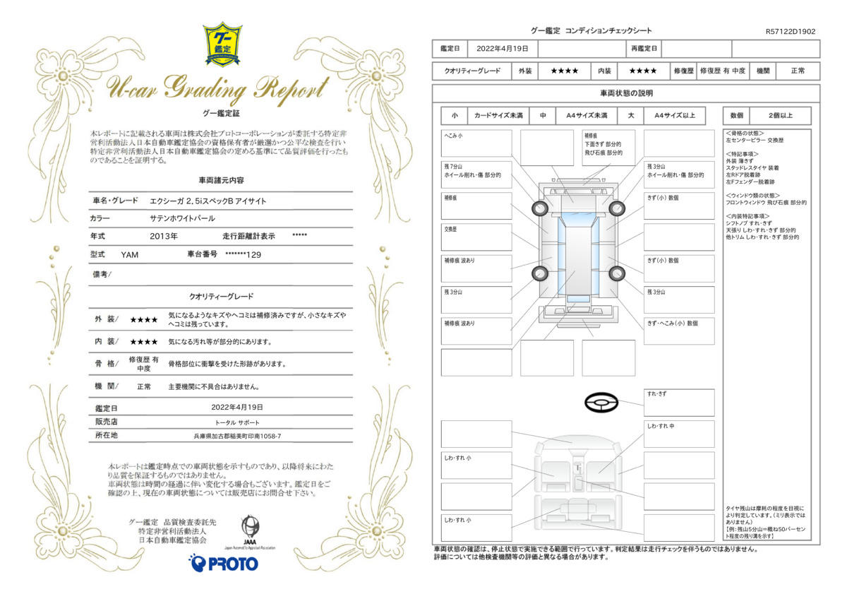 車両状態評価書