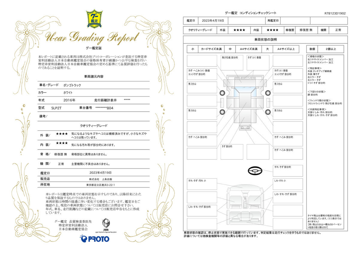 車両状態評価書