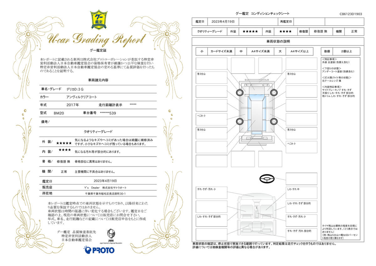 車両状態評価書