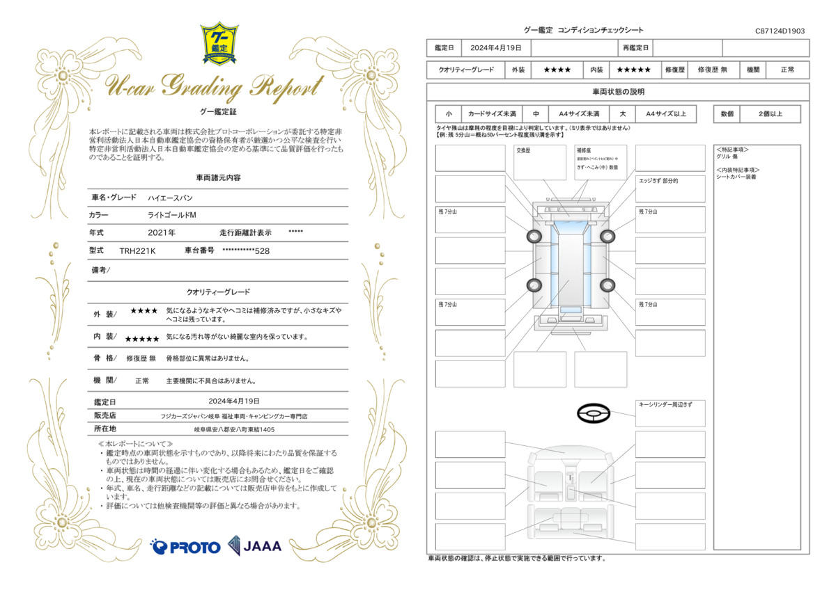 車両状態評価書