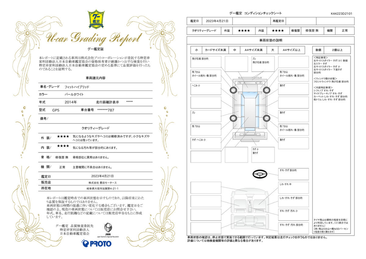 車両状態評価書