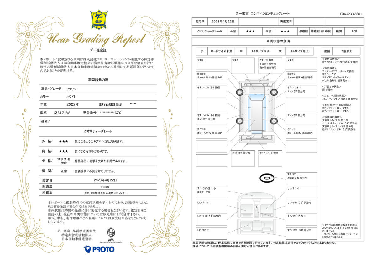 車両状態評価書