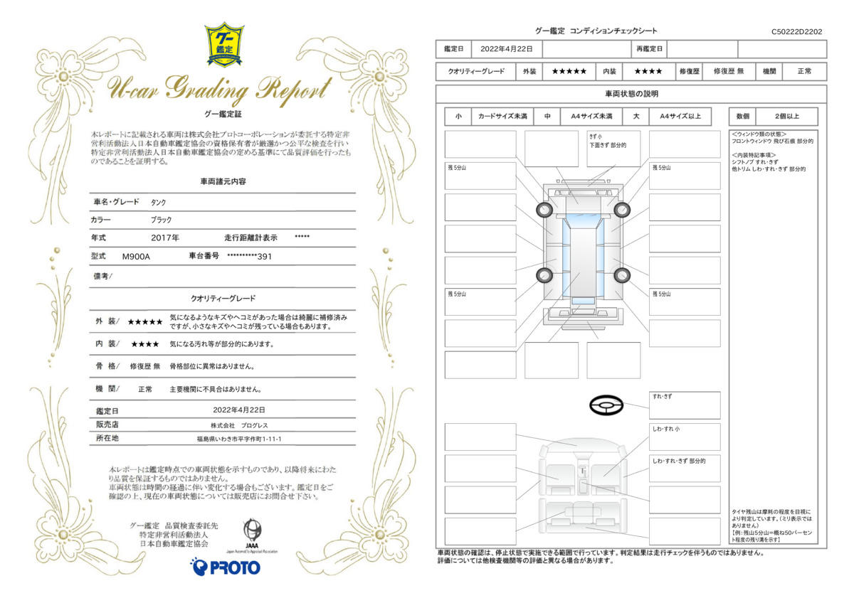 車両状態評価書