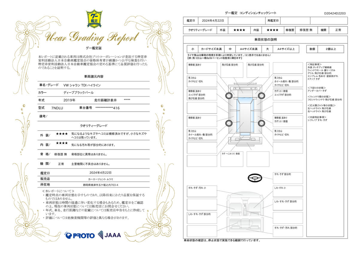 車両状態評価書