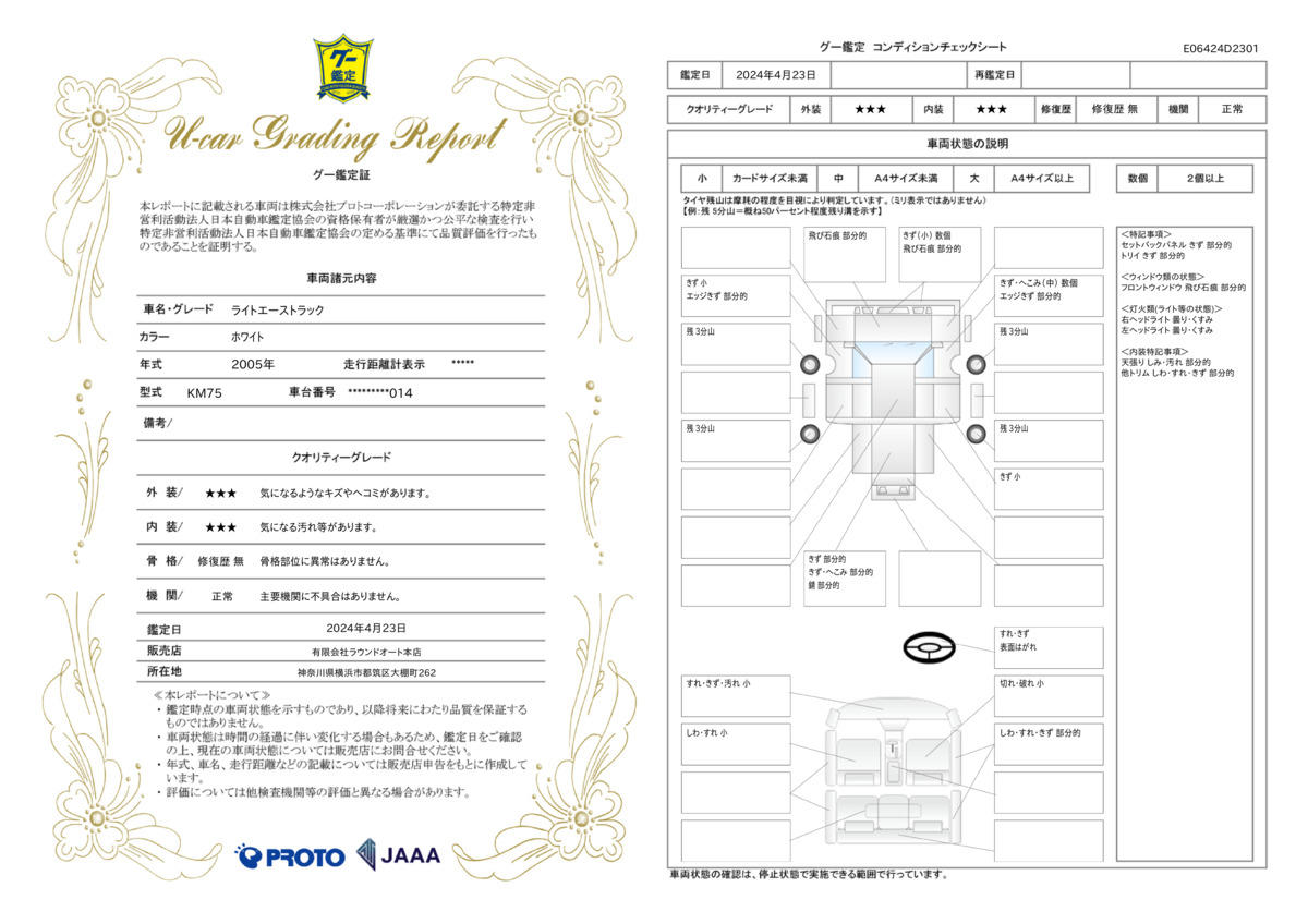 車両状態評価書