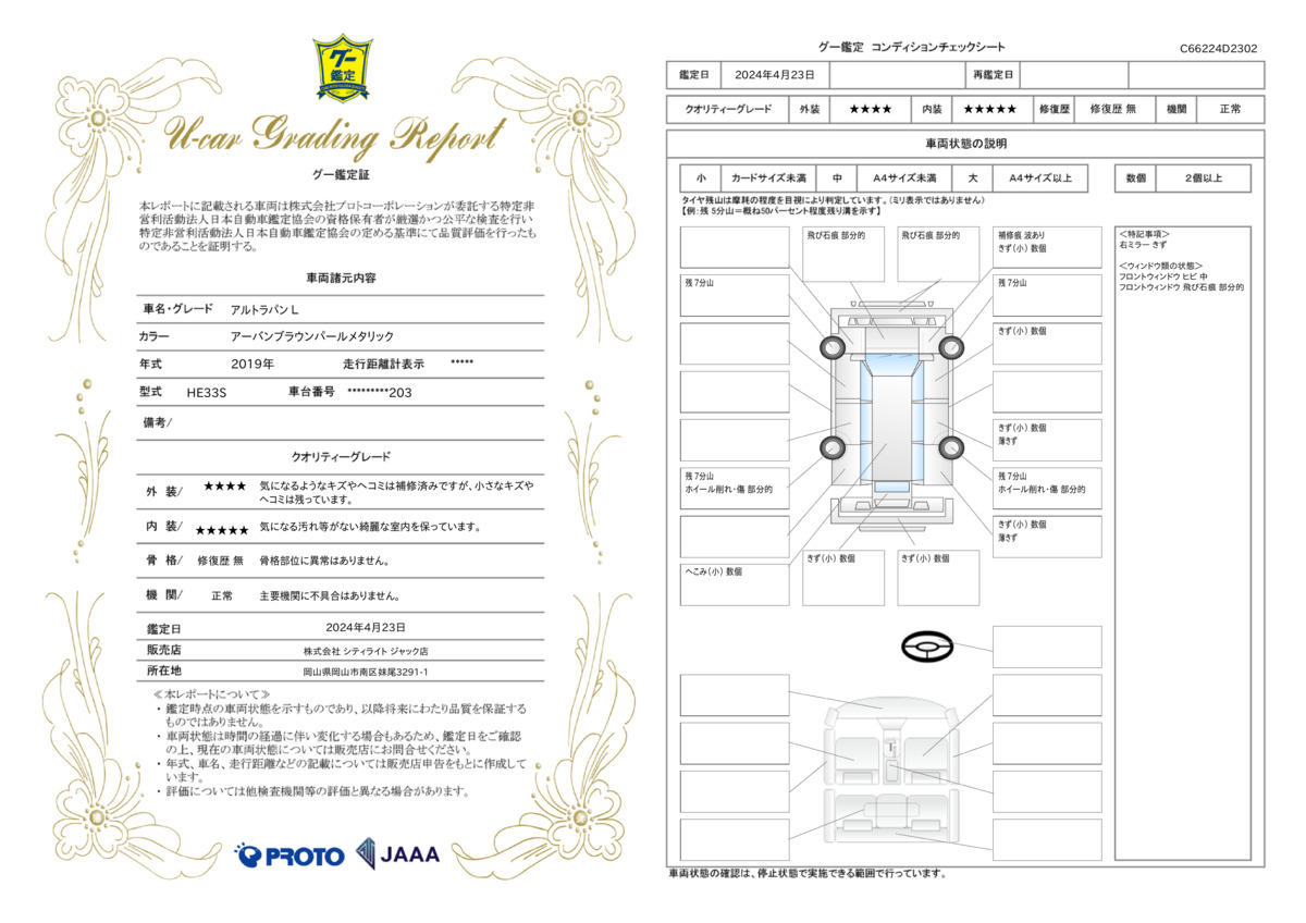 車両状態評価書