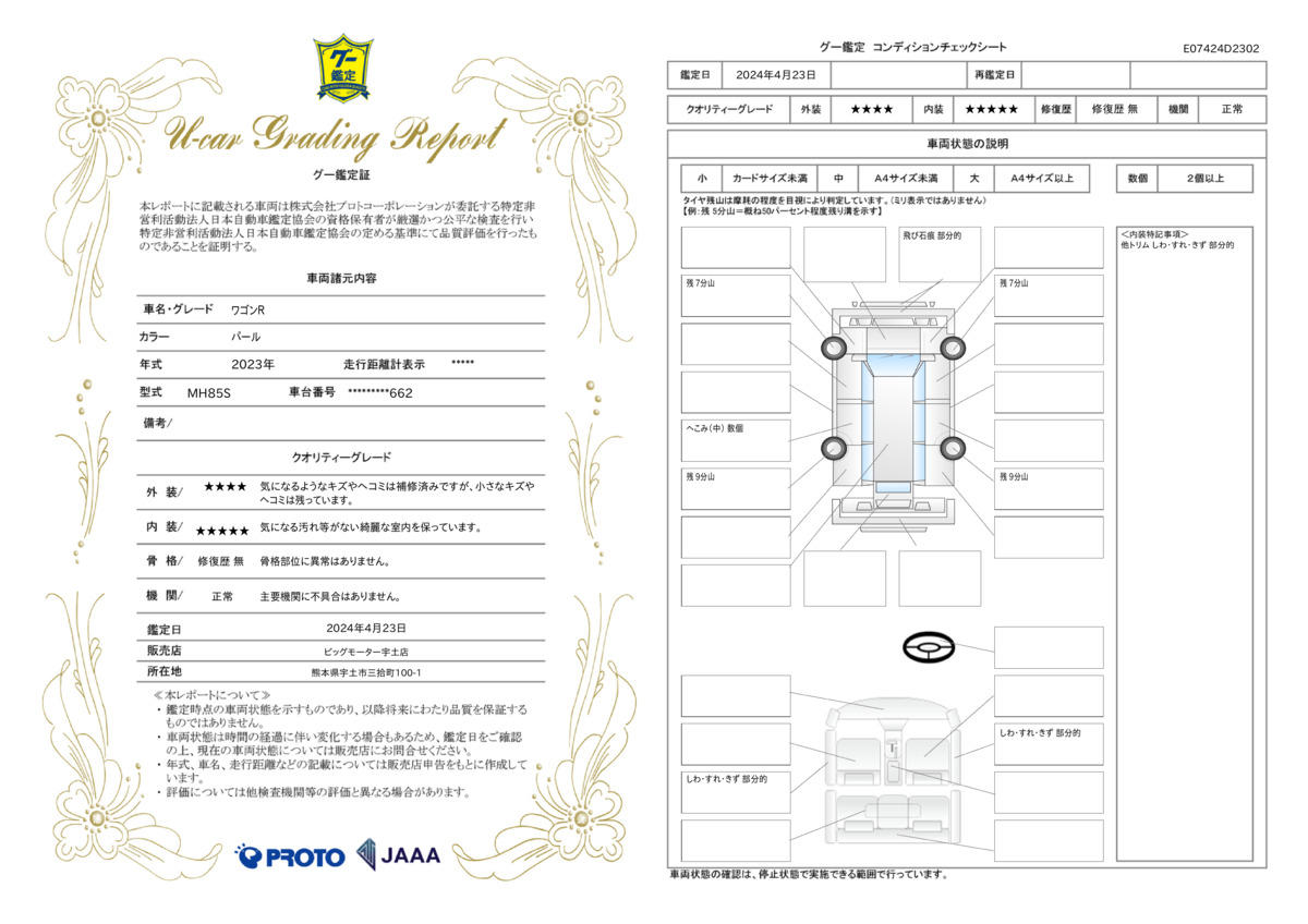 車両状態評価書