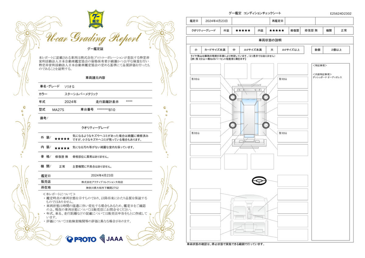 車両状態評価書