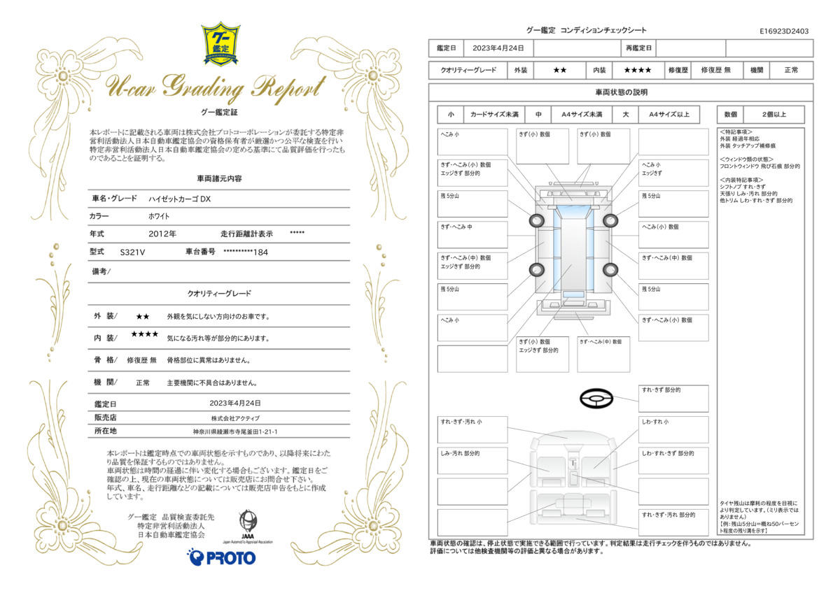 車両状態評価書