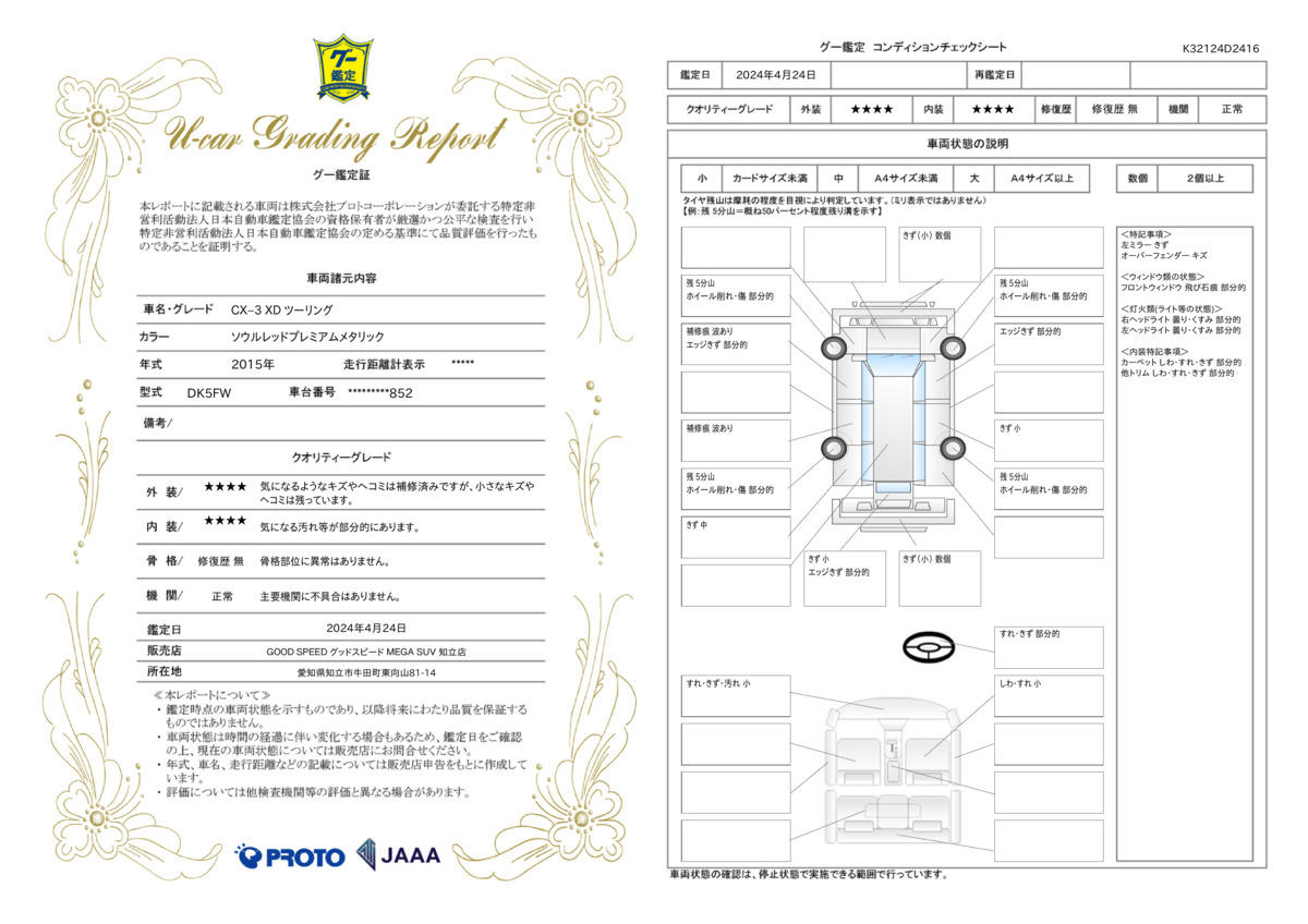 車両状態評価書