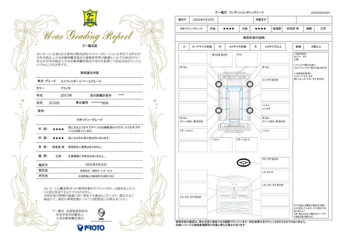 車両状態評価書