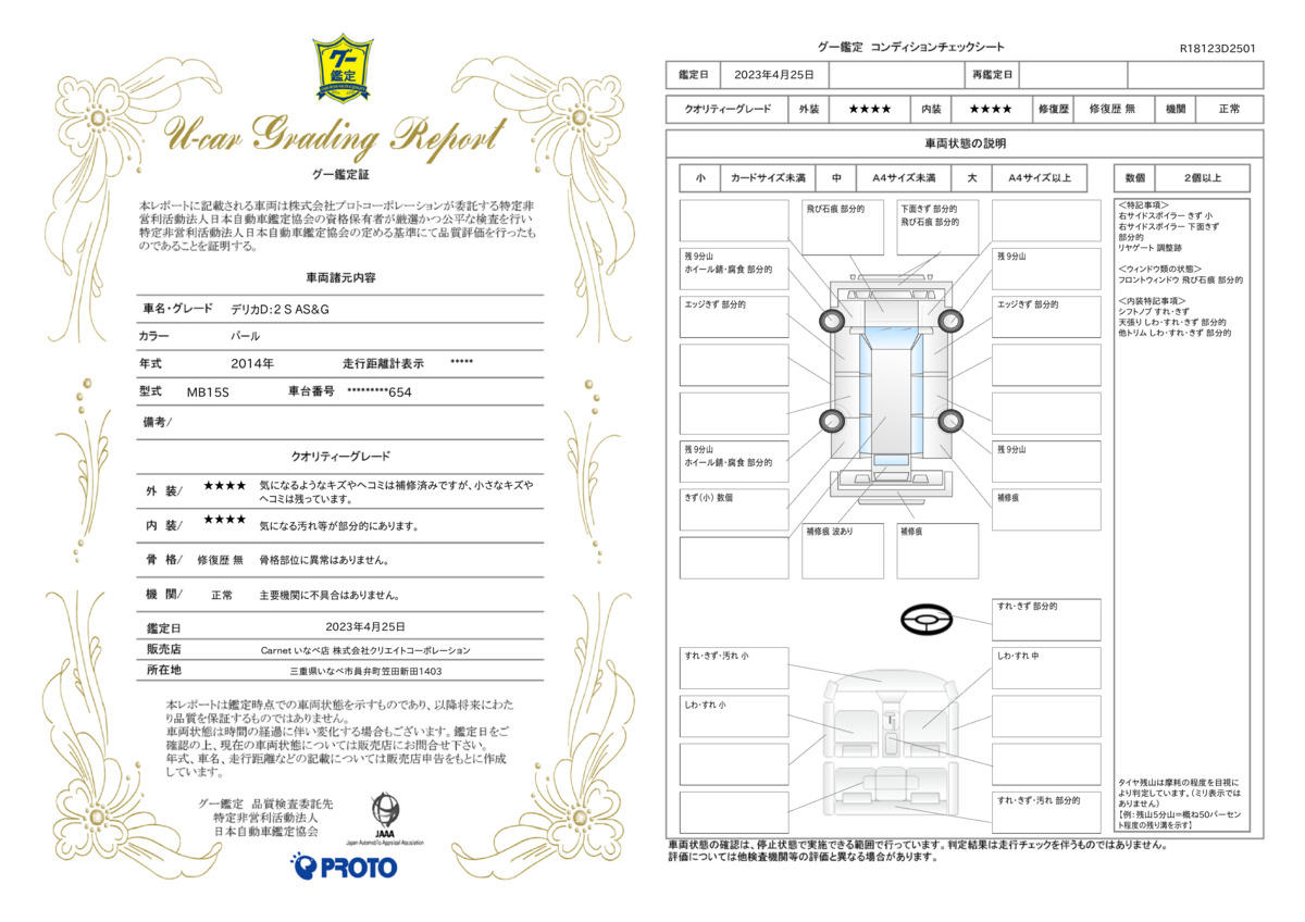 車両状態評価書