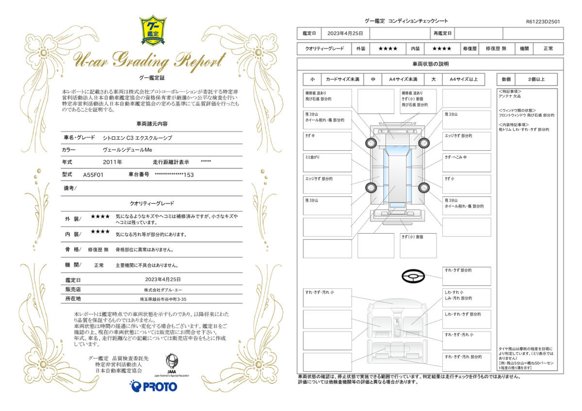 車両状態評価書