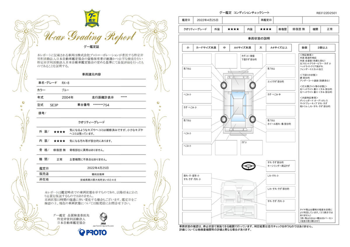 車両状態評価書