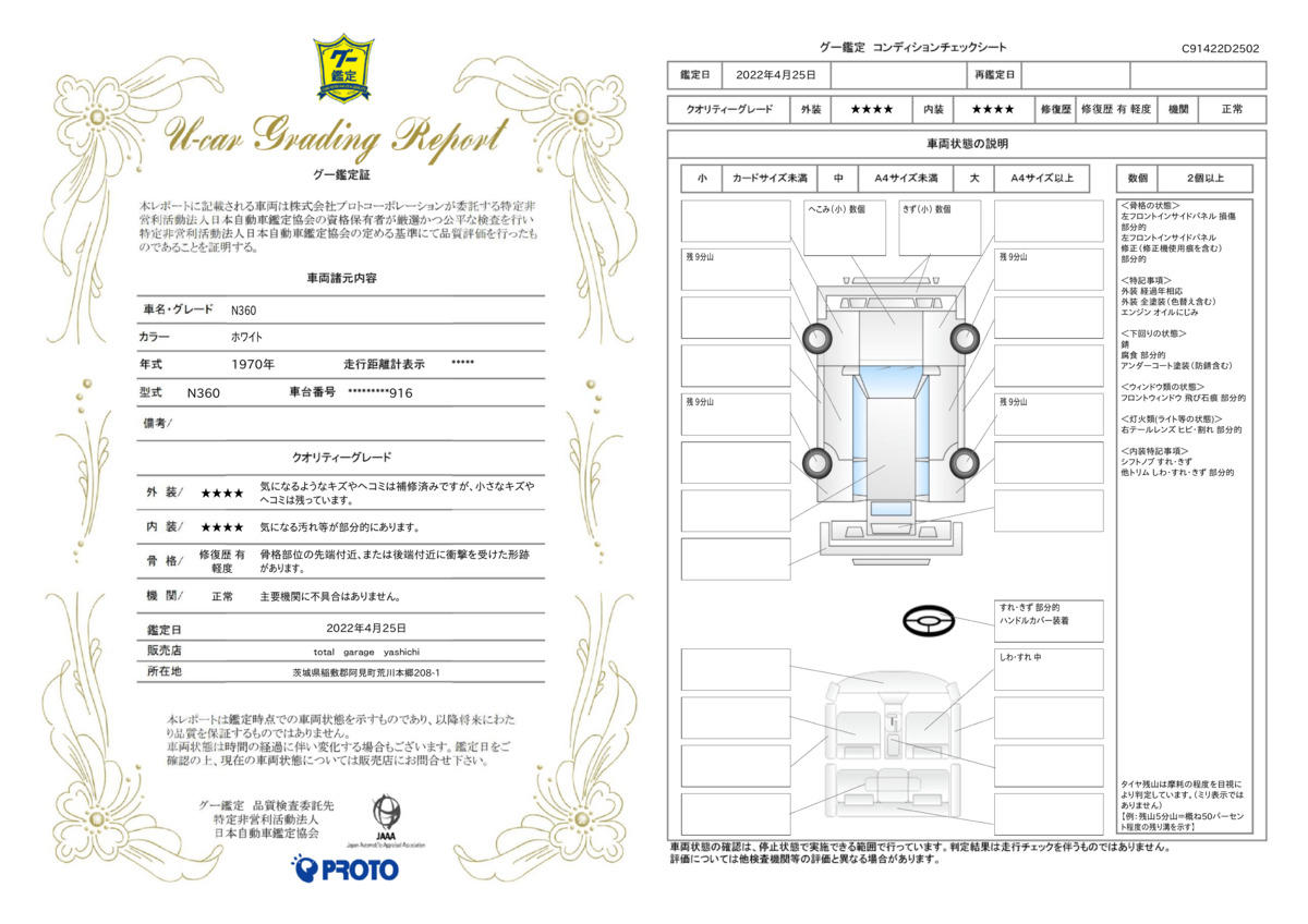 車両状態評価書