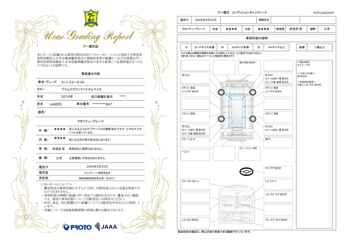 車両状態評価書