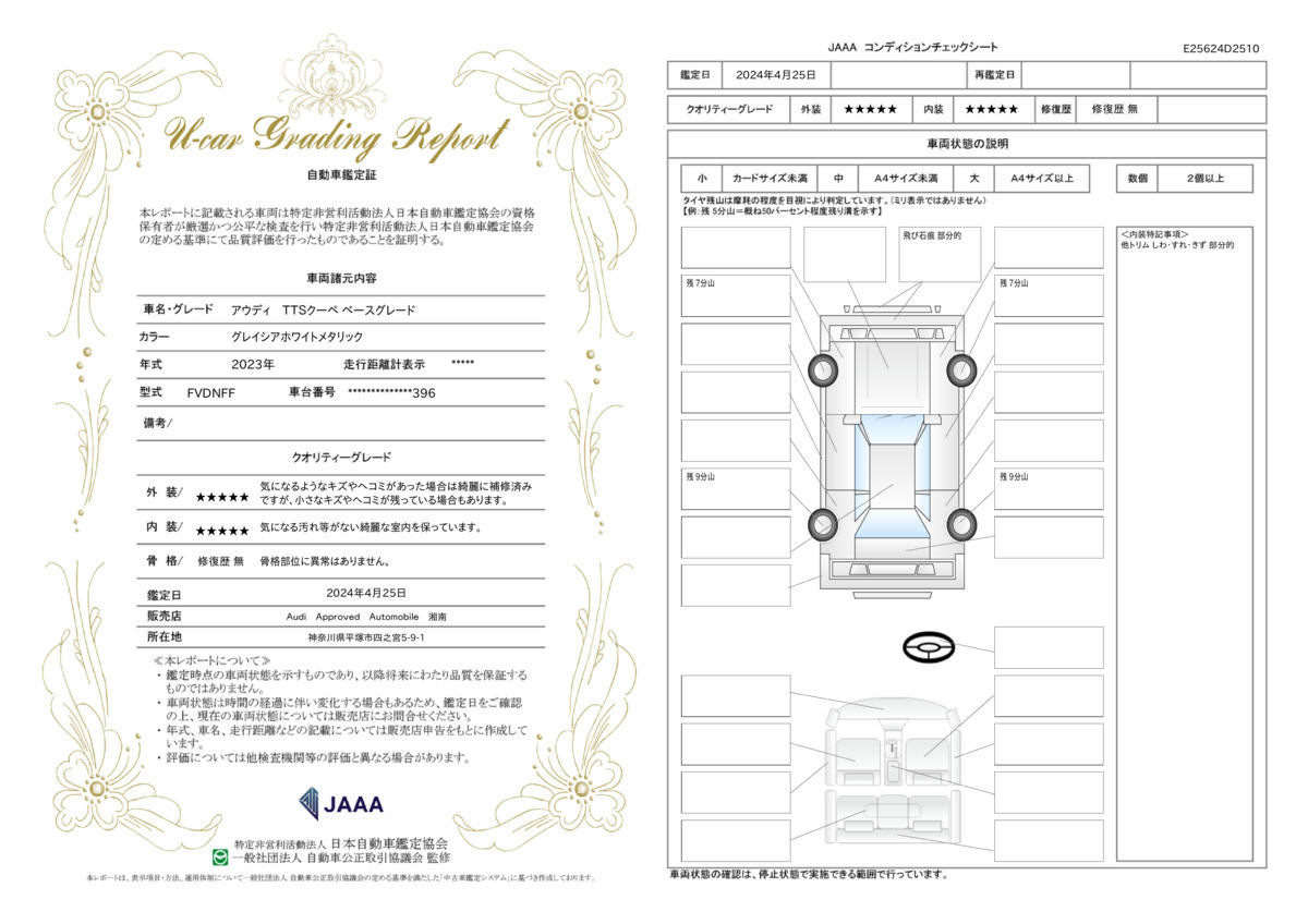 車両状態評価書