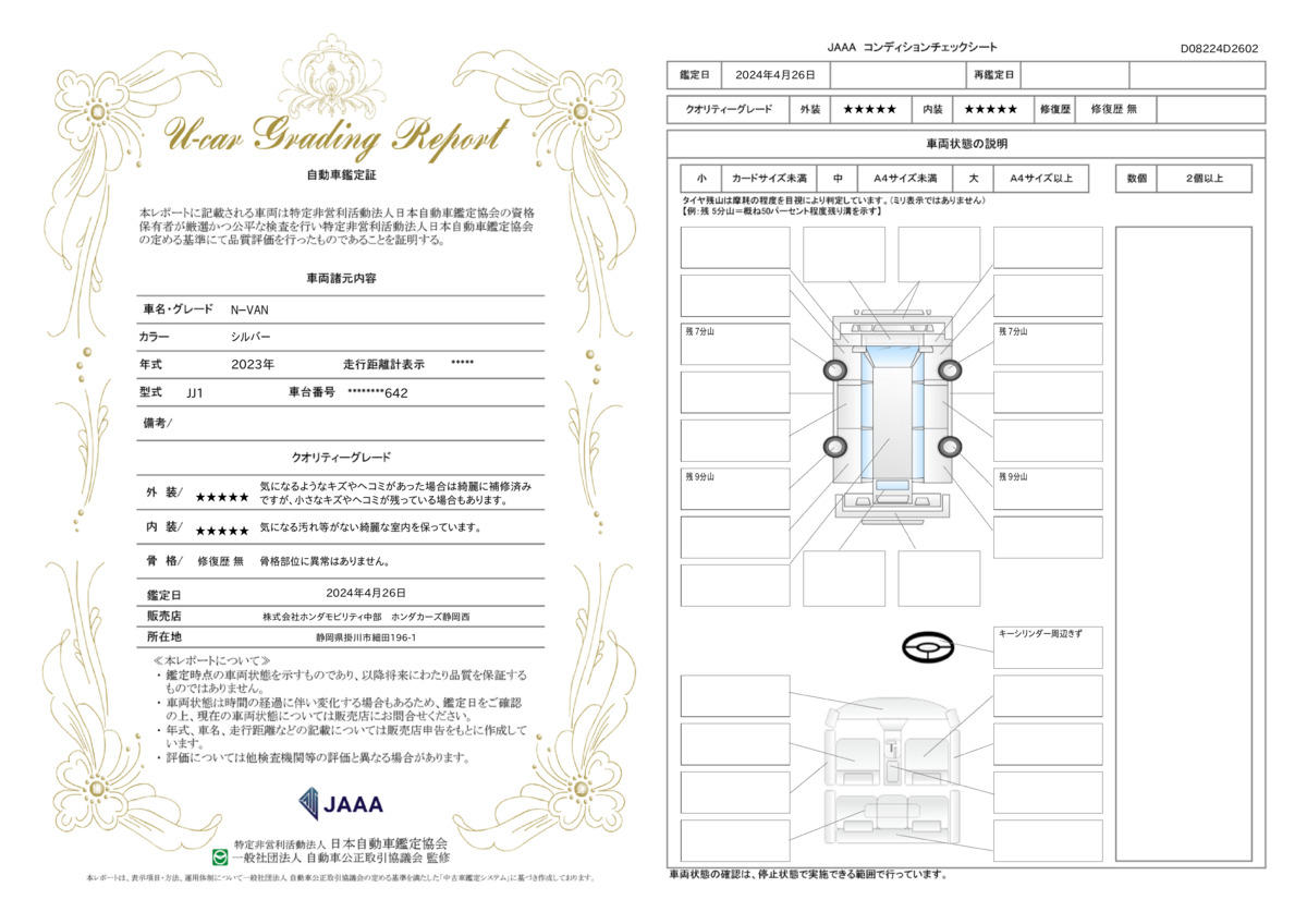 車両状態評価書