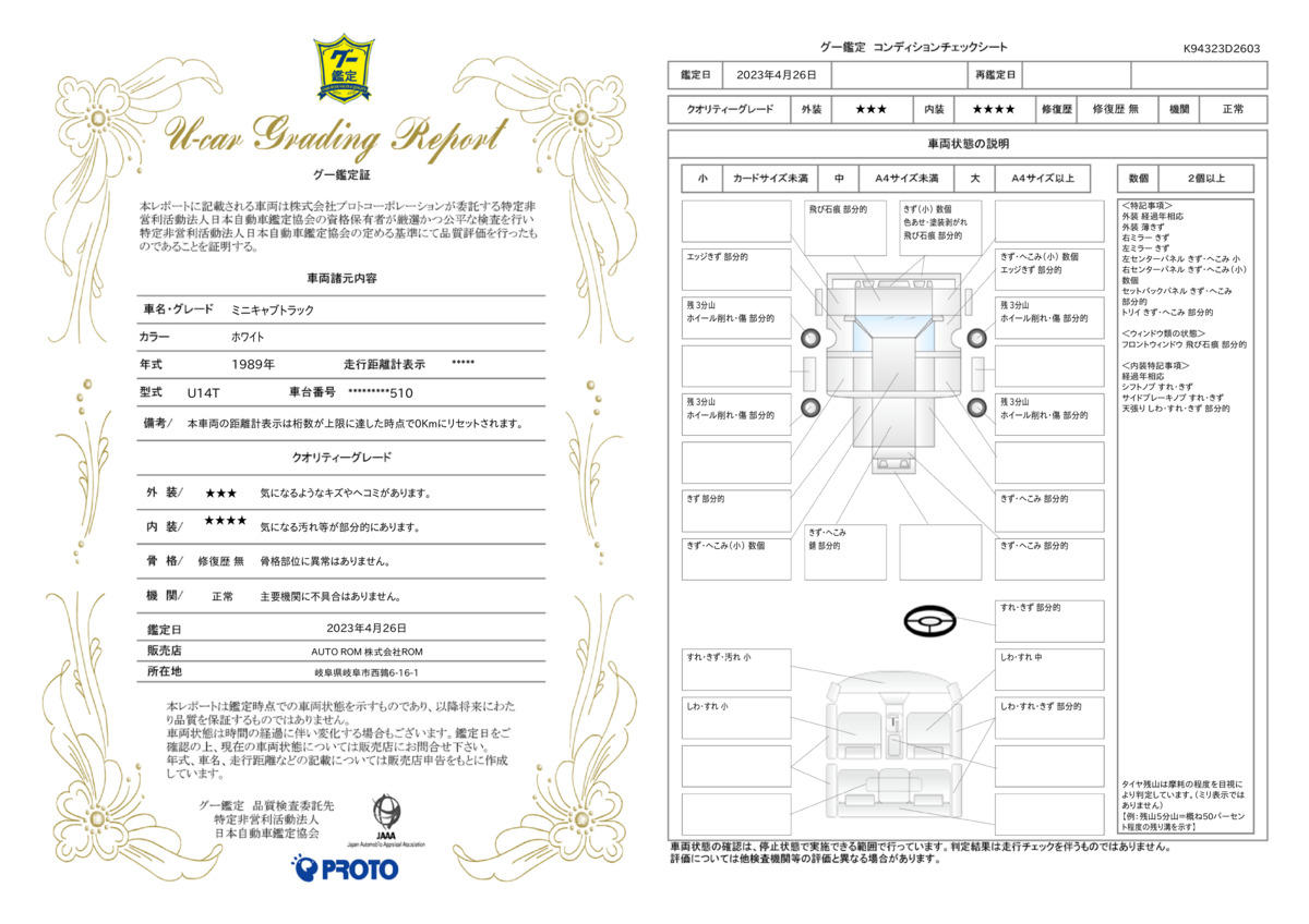 車両状態評価書