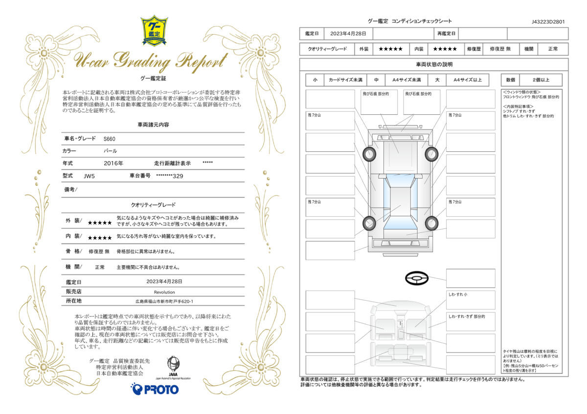 車両状態評価書