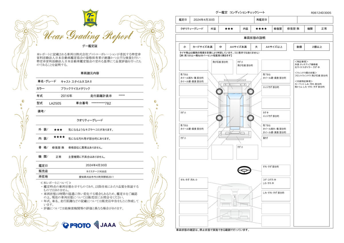 車両状態評価書