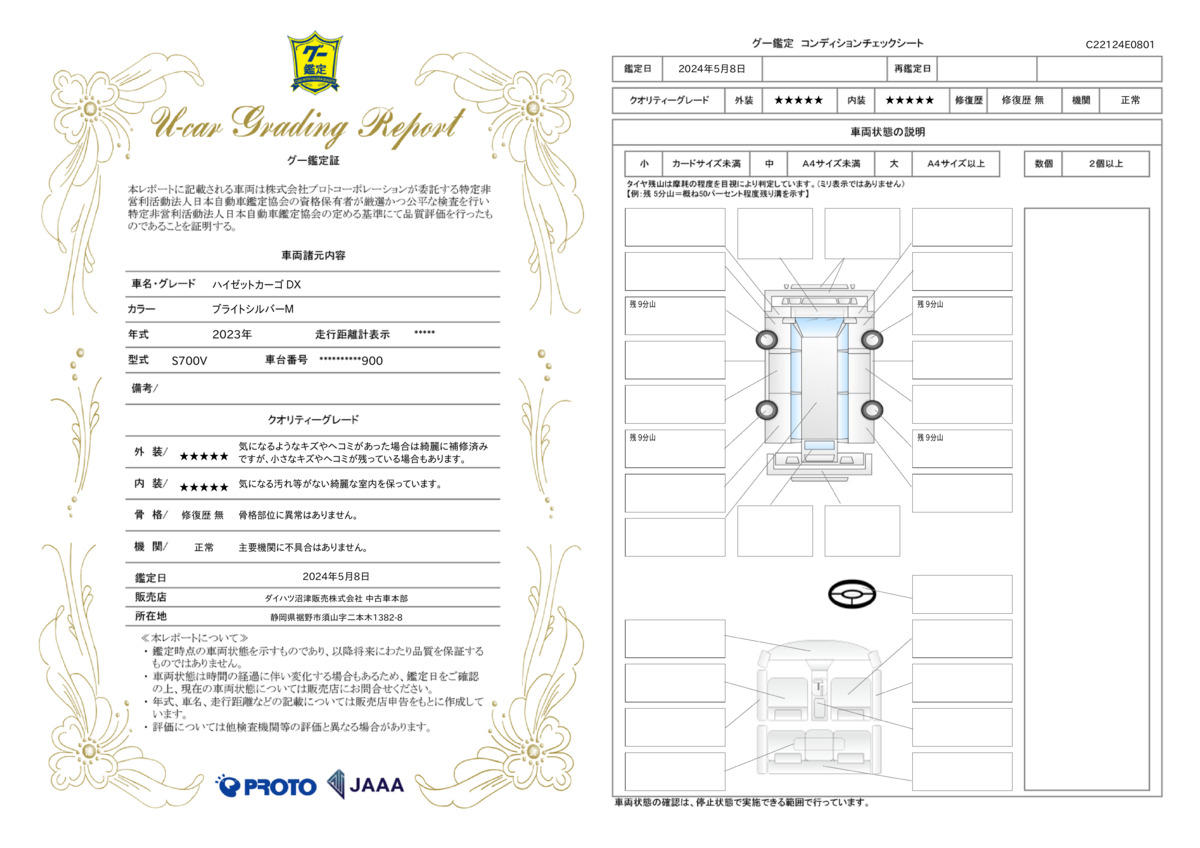 車両状態評価書