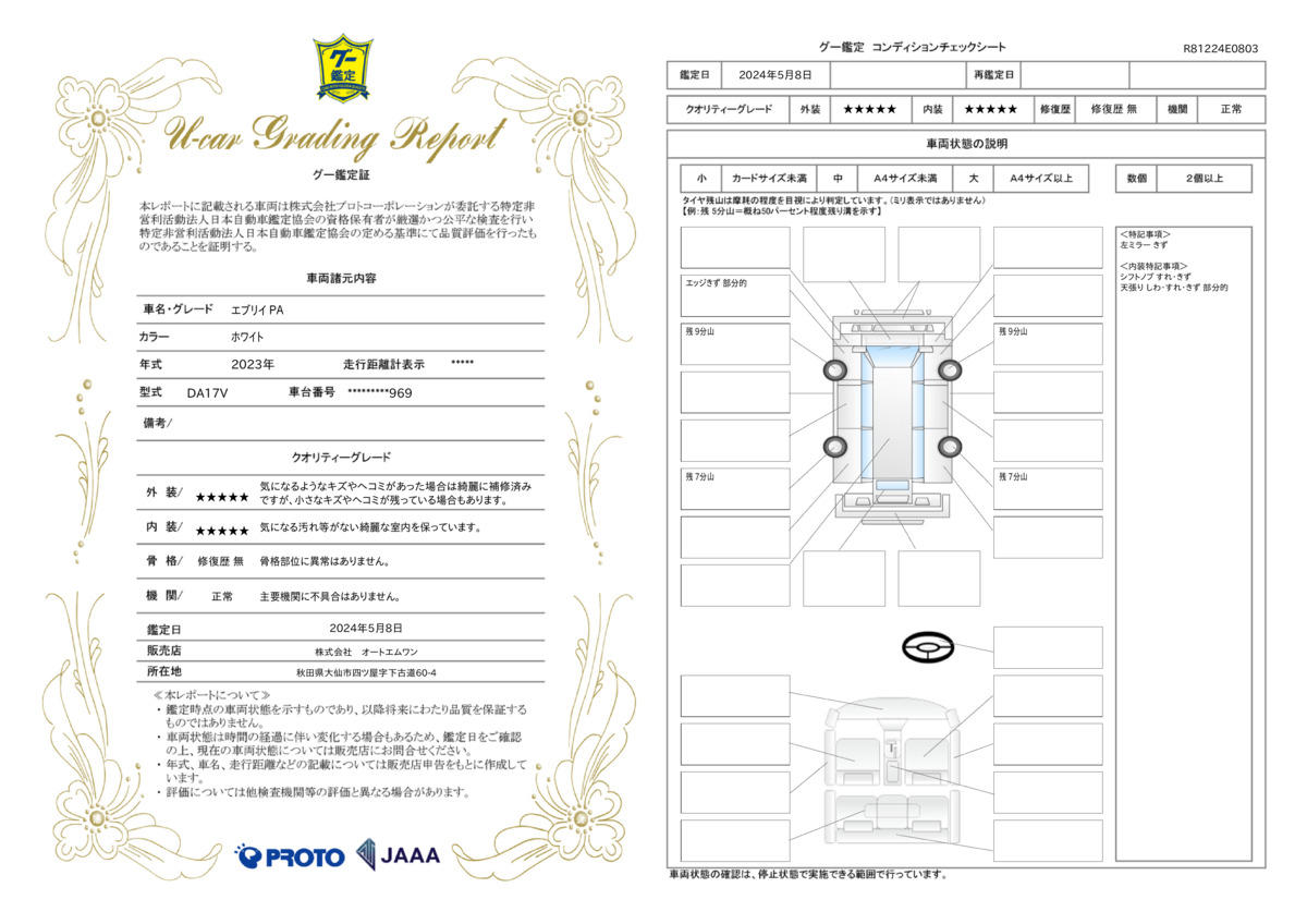 車両状態評価書