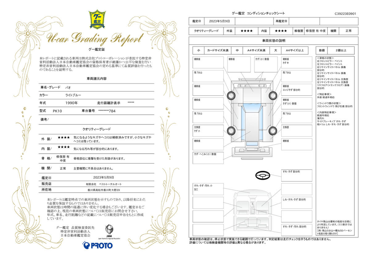 車両状態評価書