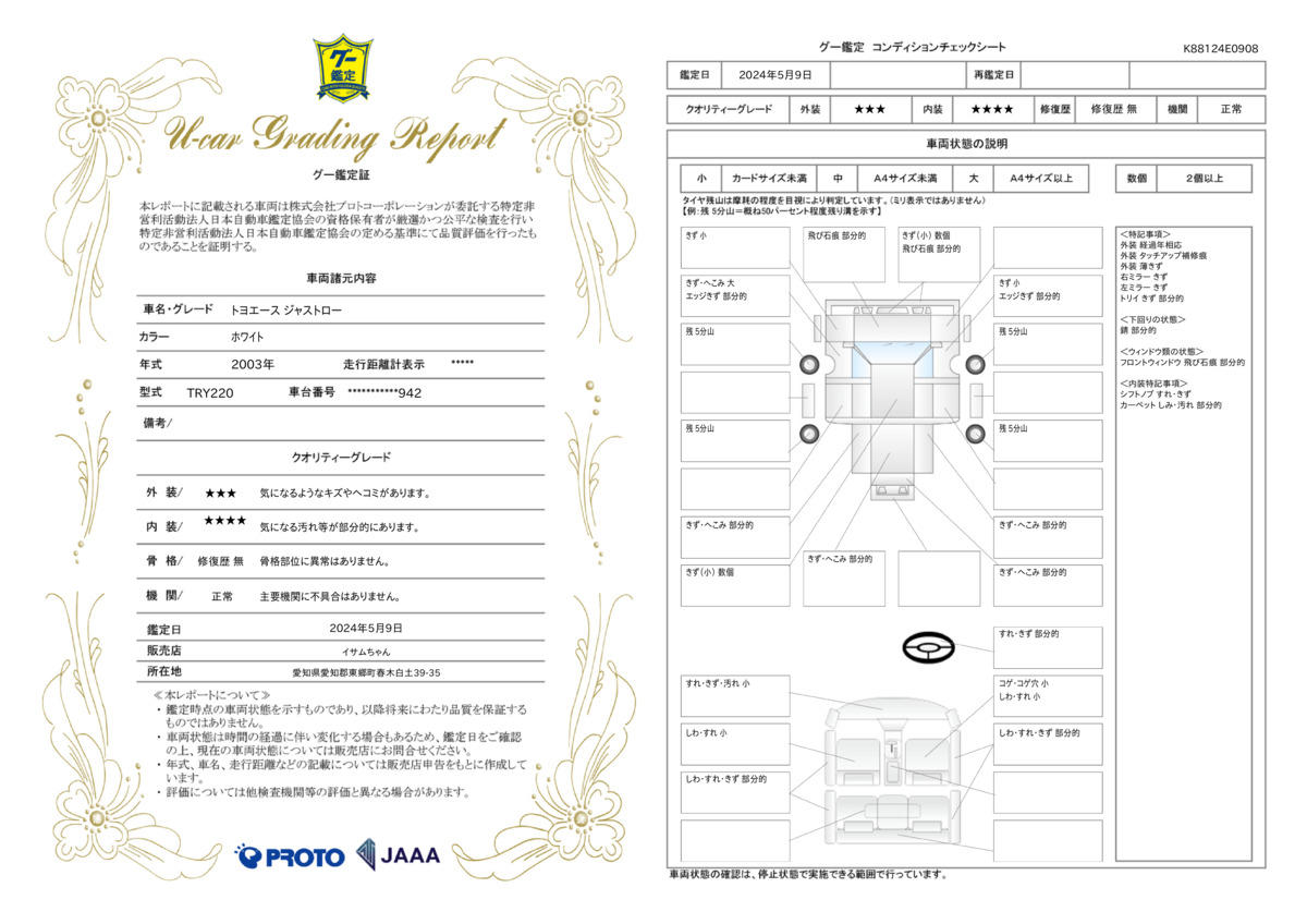 車両状態評価書