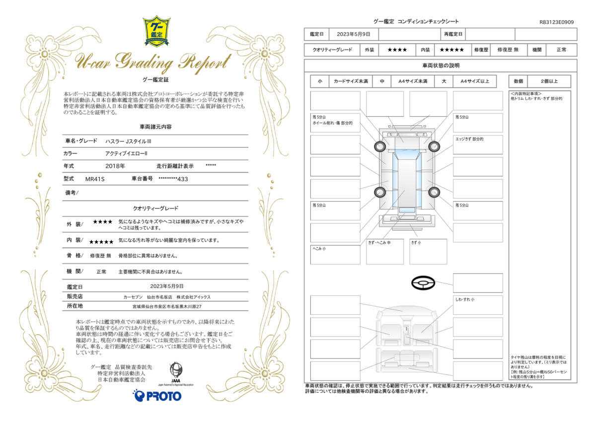 車両状態評価書