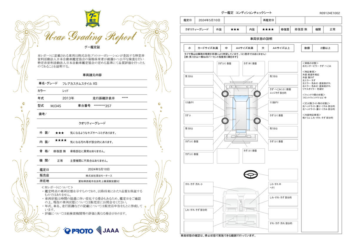 車両状態評価書