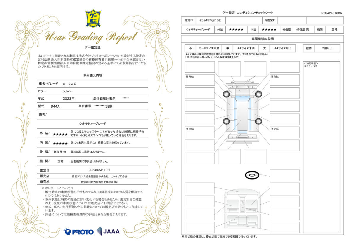 車両状態評価書