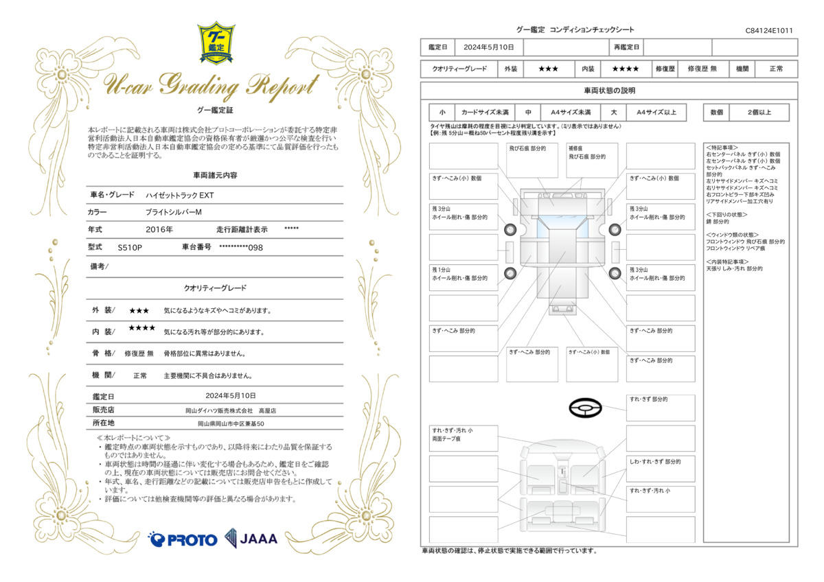 車両状態評価書