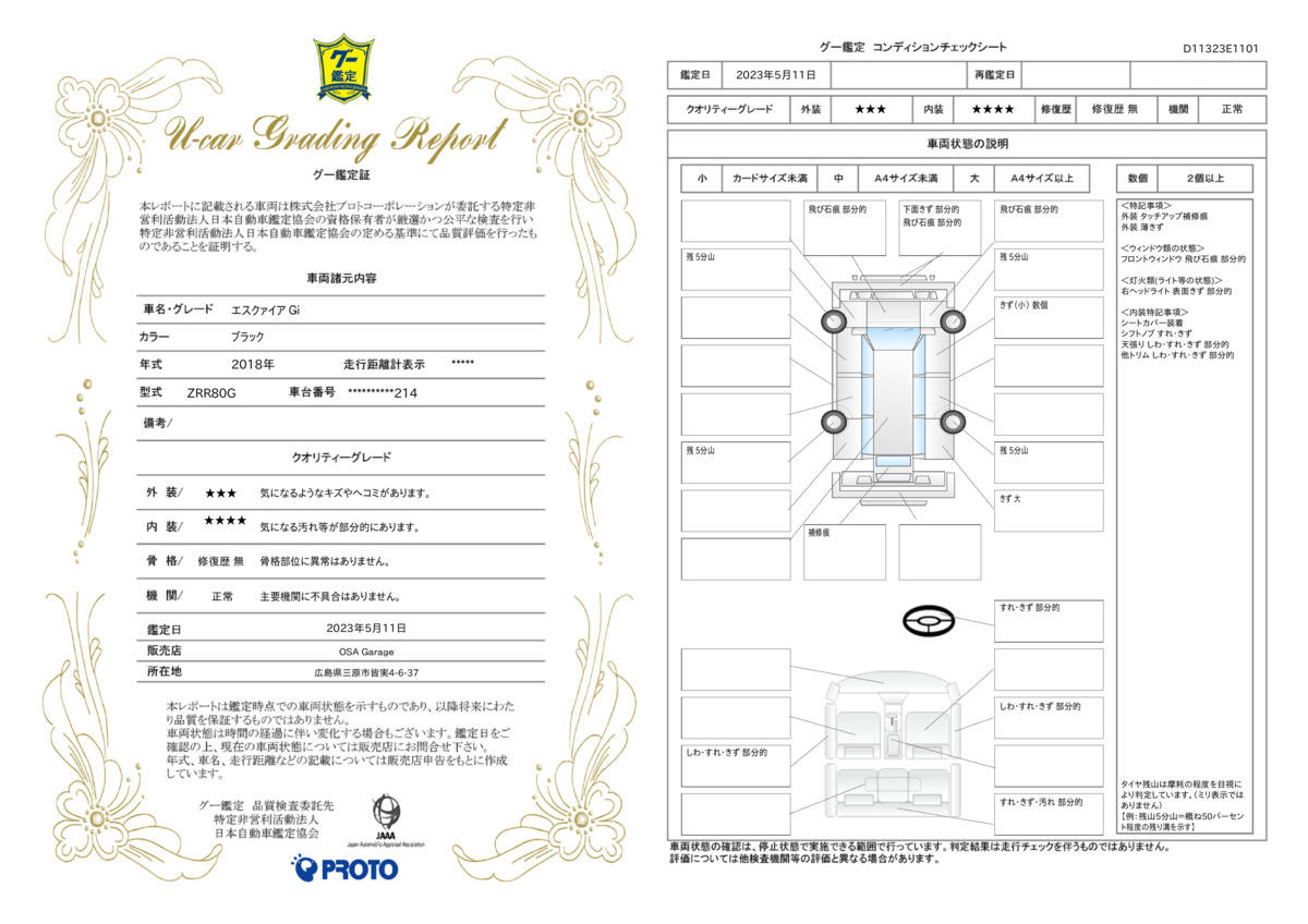 車両状態評価書