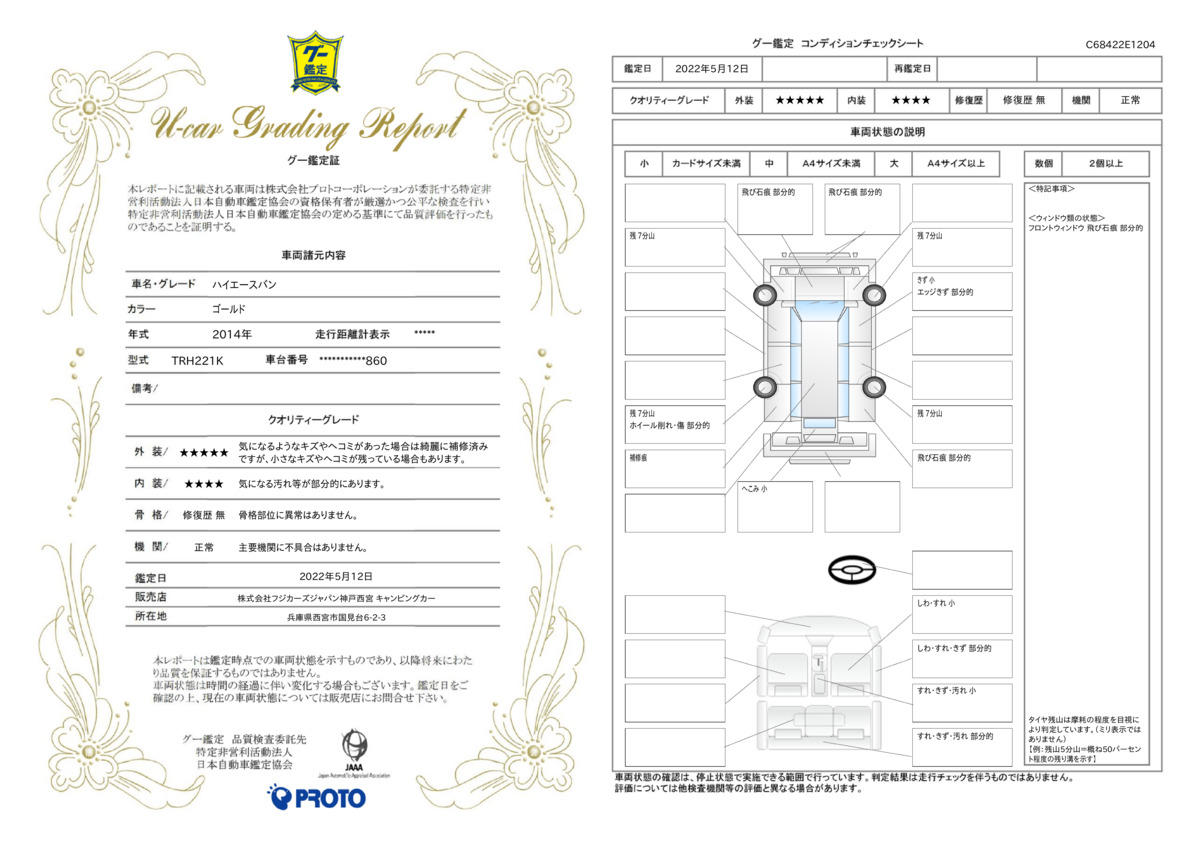 車両状態評価書