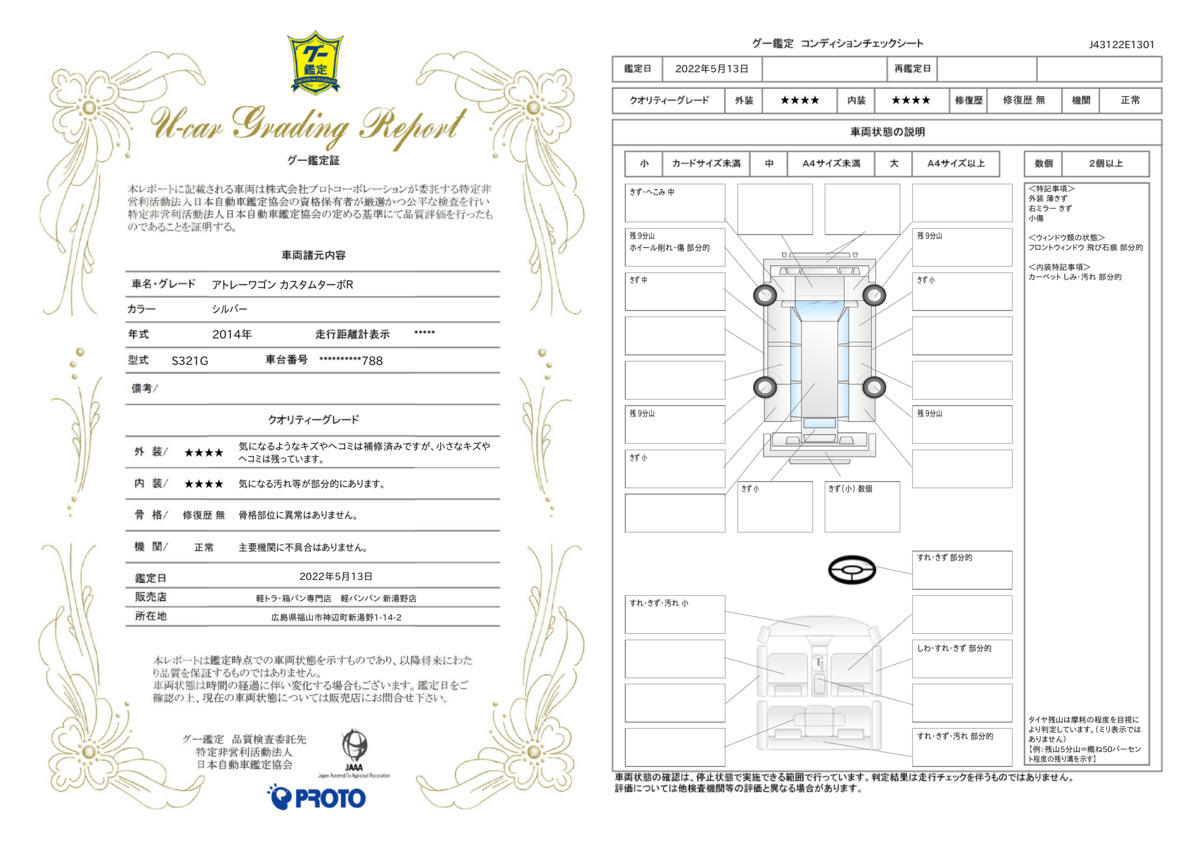 車両状態評価書