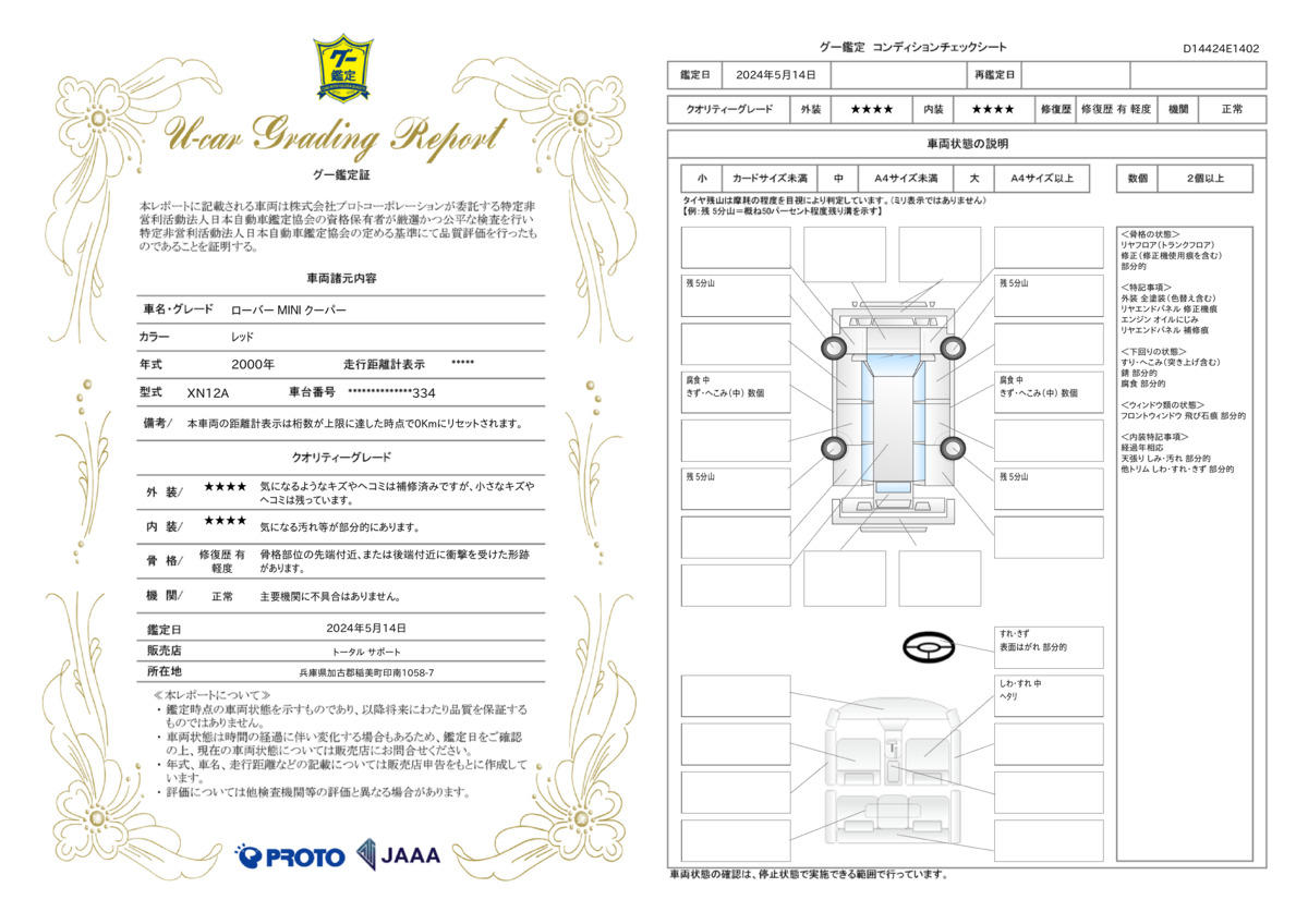 車両状態評価書