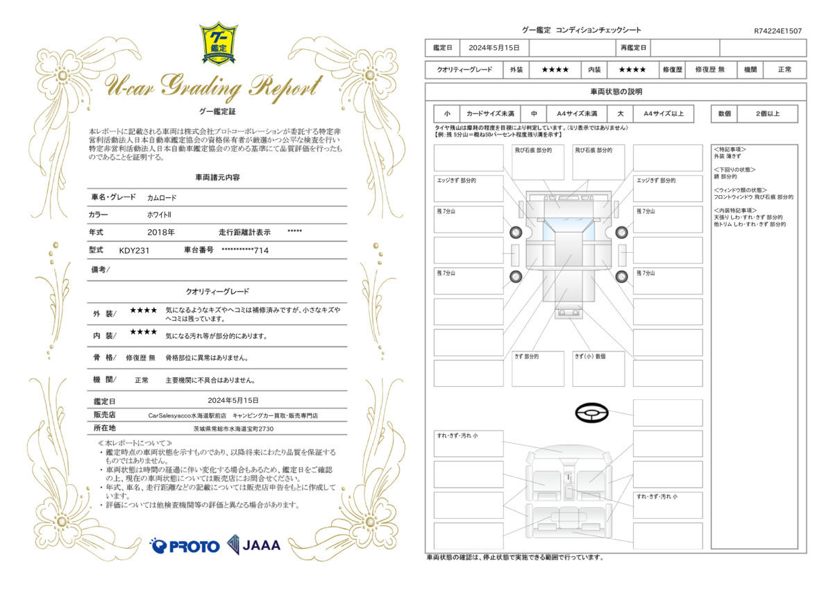 車両状態評価書