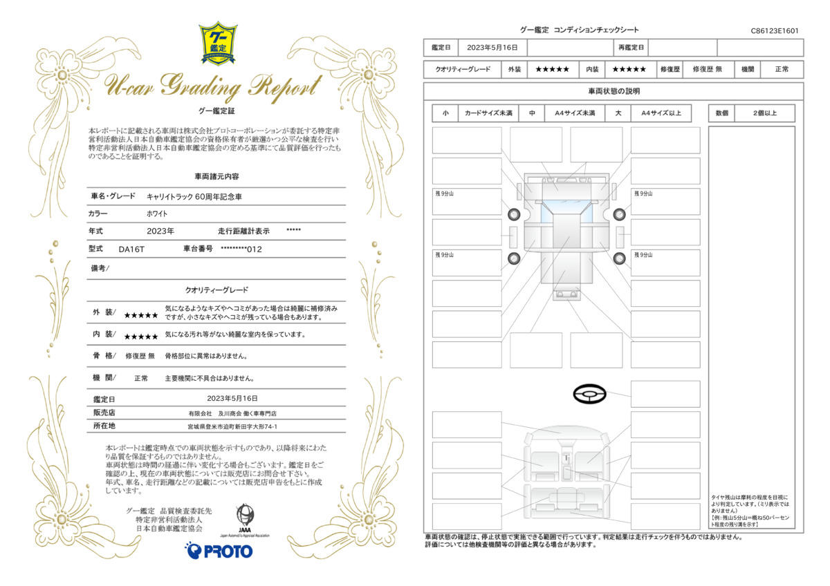 車両状態評価書