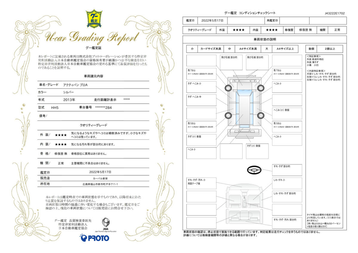 車両状態評価書