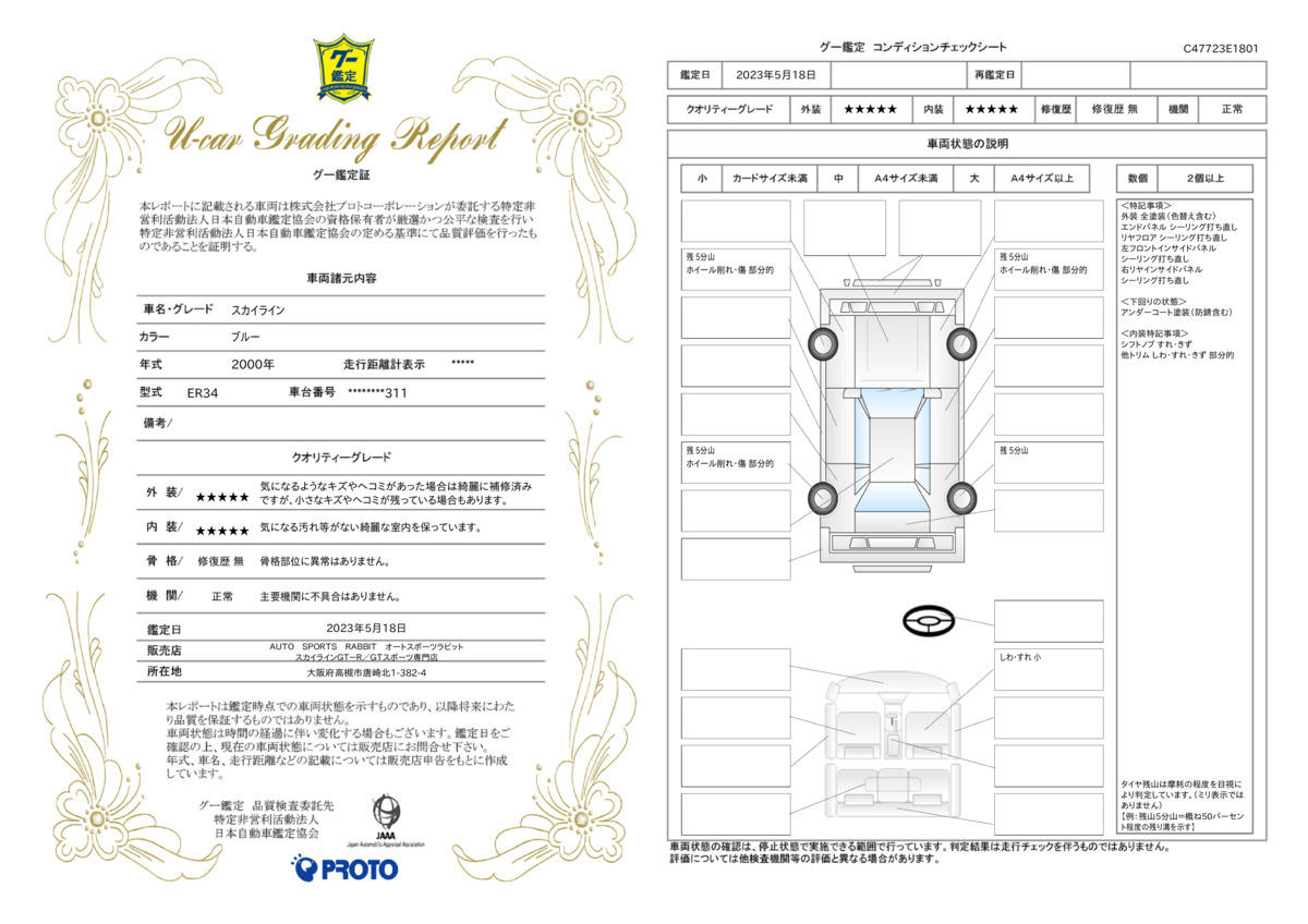 車両状態評価書