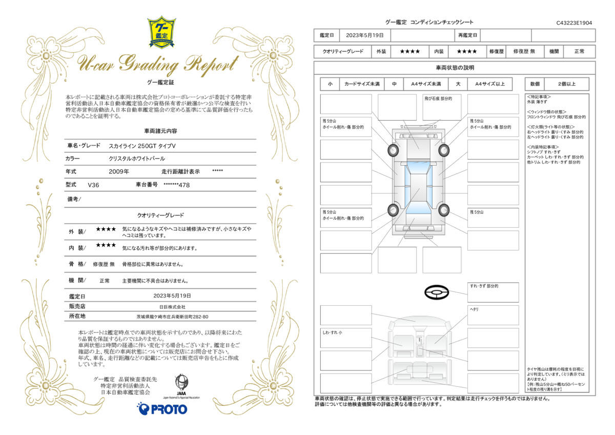 車両状態評価書