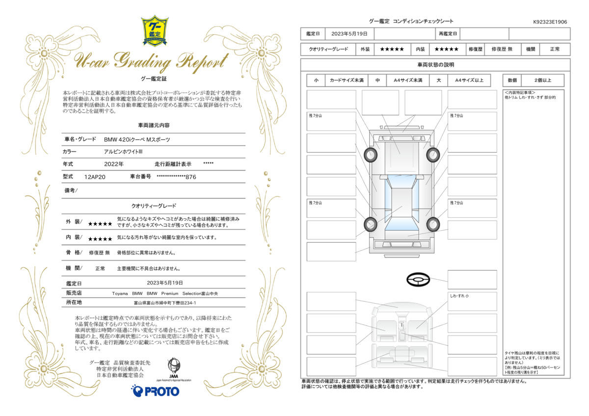 車両状態評価書