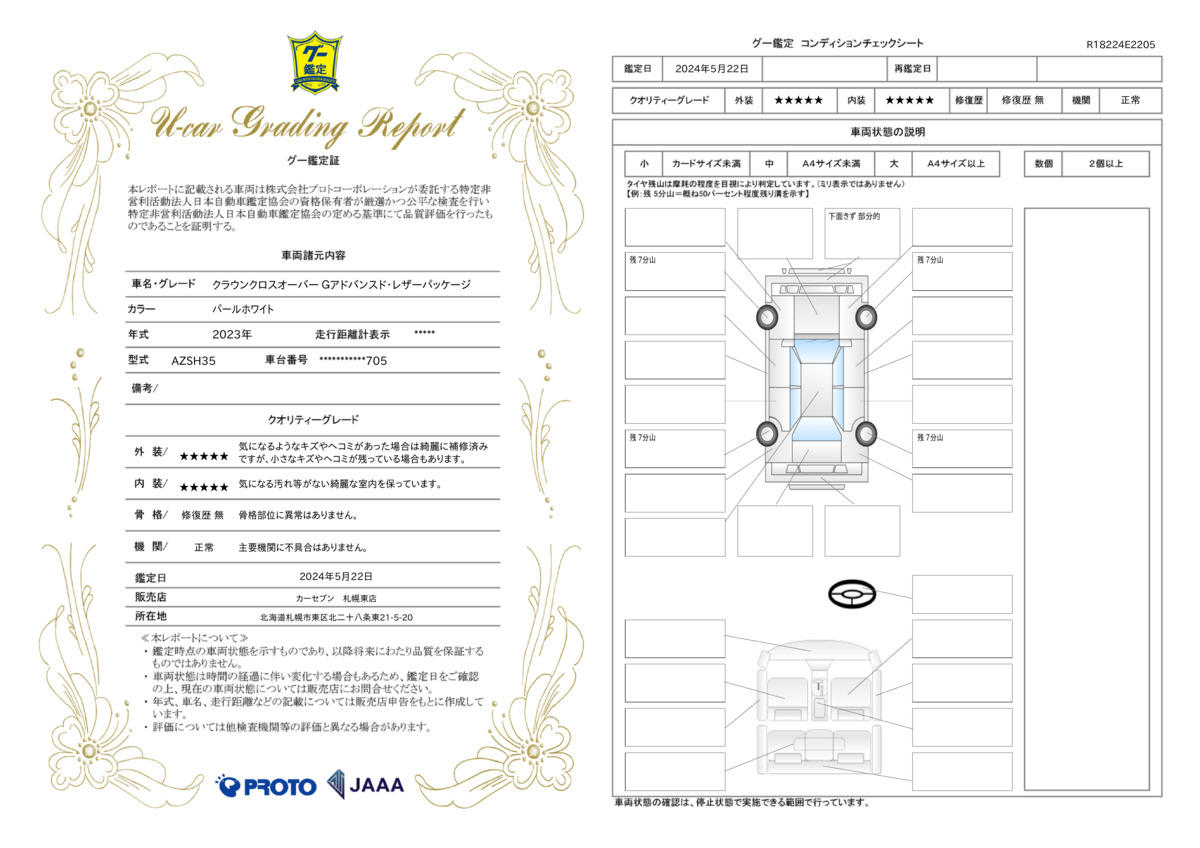 車両状態評価書