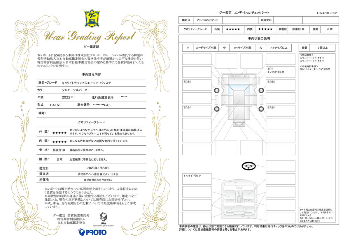 車両状態評価書