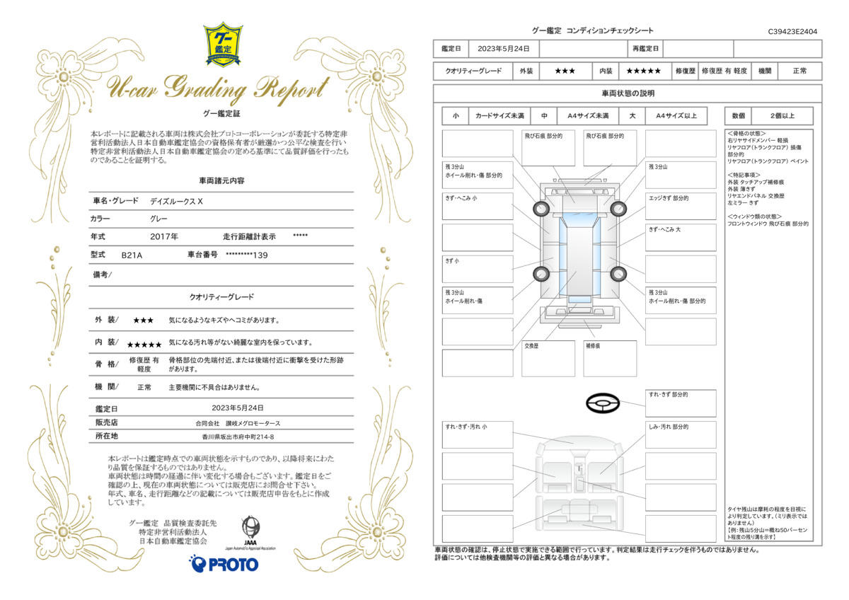 車両状態評価書