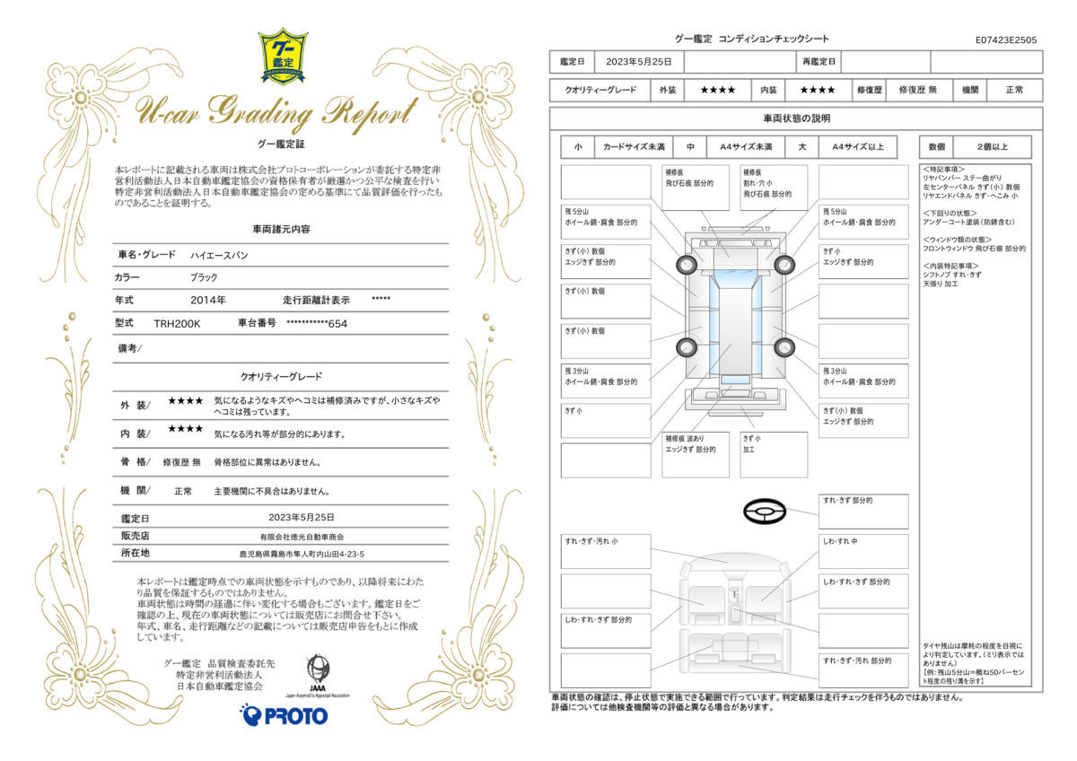 車両状態評価書