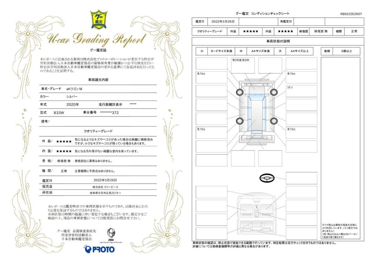 車両状態評価書